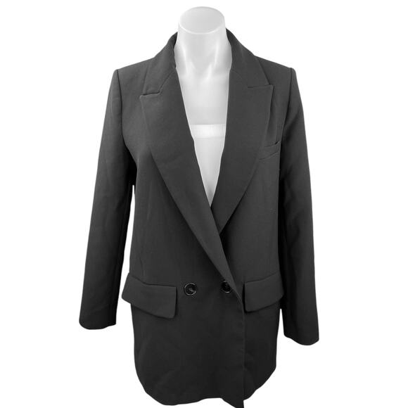 Zara Black Double Breasted Career Office Business Blazer Coat Jacket Top Size S - Picture 1 of 4